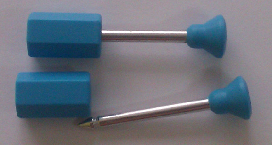 Steel Pin Electric Meter High Security Seals with Bar Code Printed , Blue