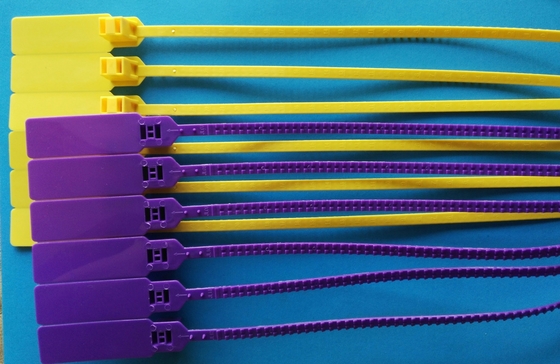 Purple Plastic Security Seals With Marking Bar Code For Containers , Trucks